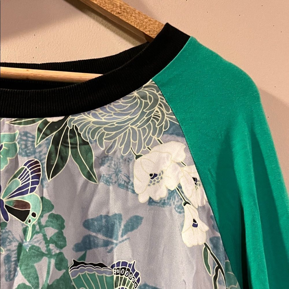 DG2 by Diane Gilman Floral Print Sweatshirt - Teal and Black - Picture 7 of 10
